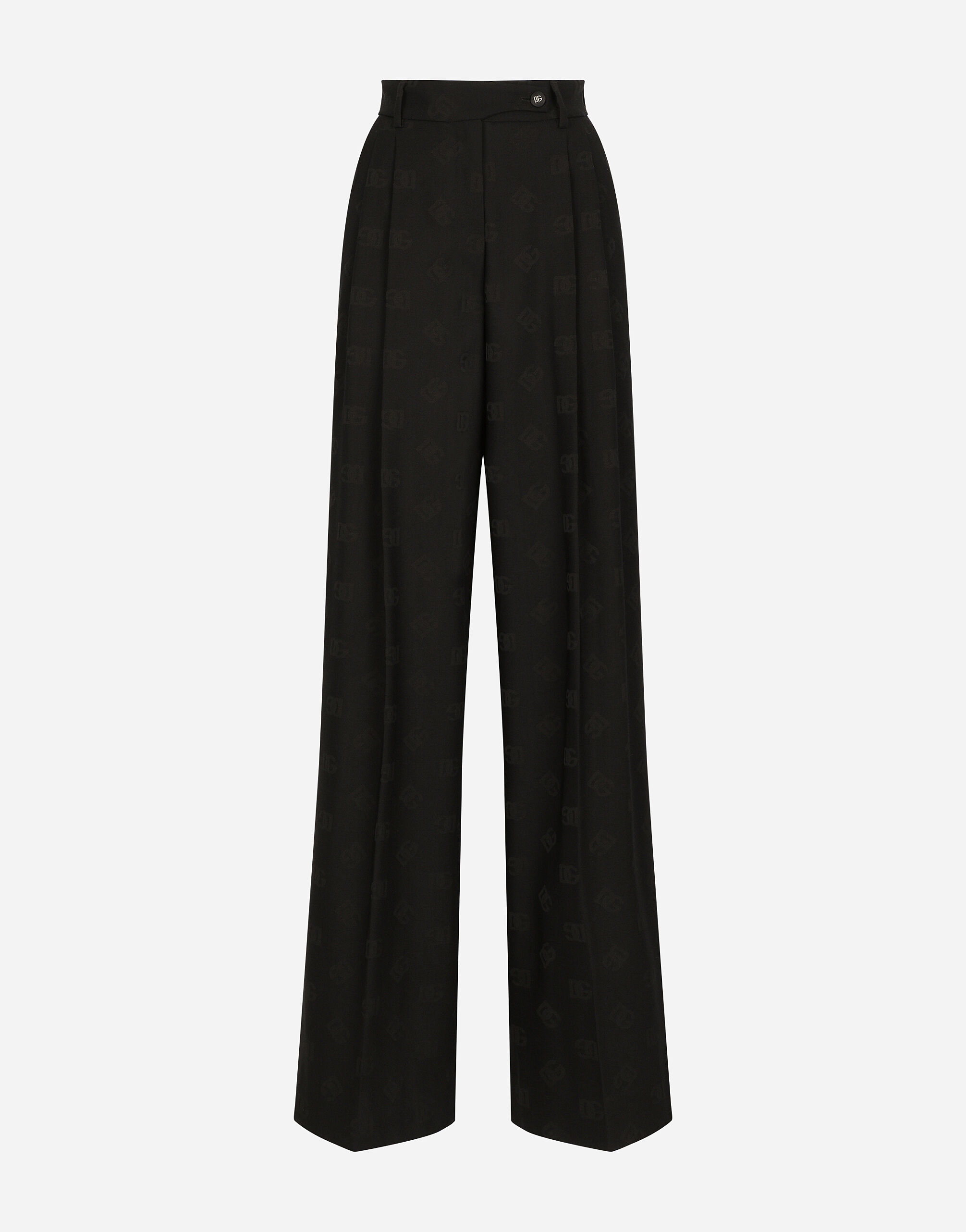 Dolce & Gabbana Pantalon flare en laine jacquard à logo DG Imprimé FTC3HTHS5Q0