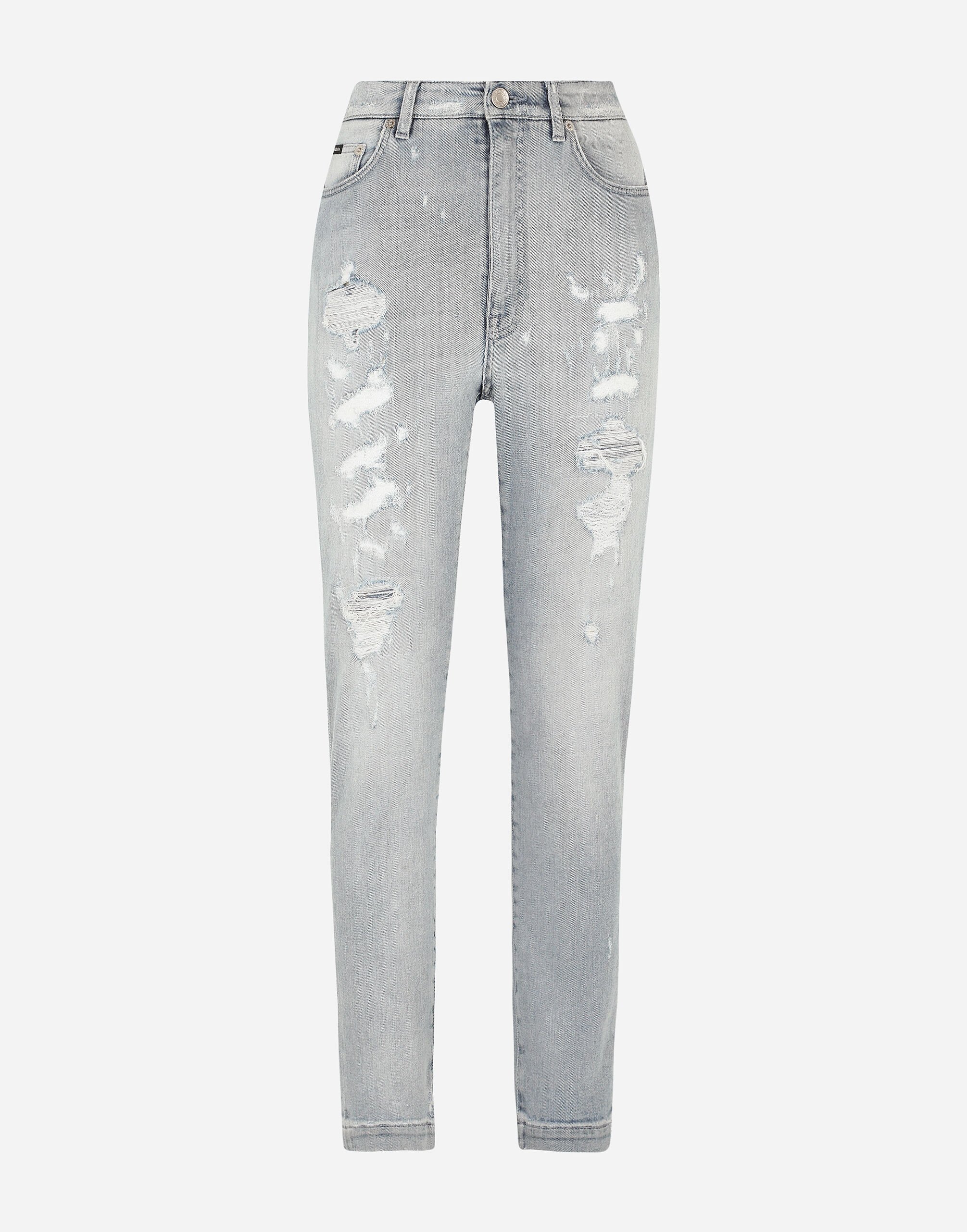 Dolce & Gabbana Light blue denim Grace jeans with ripped details Multicolor F776VZGDBP3