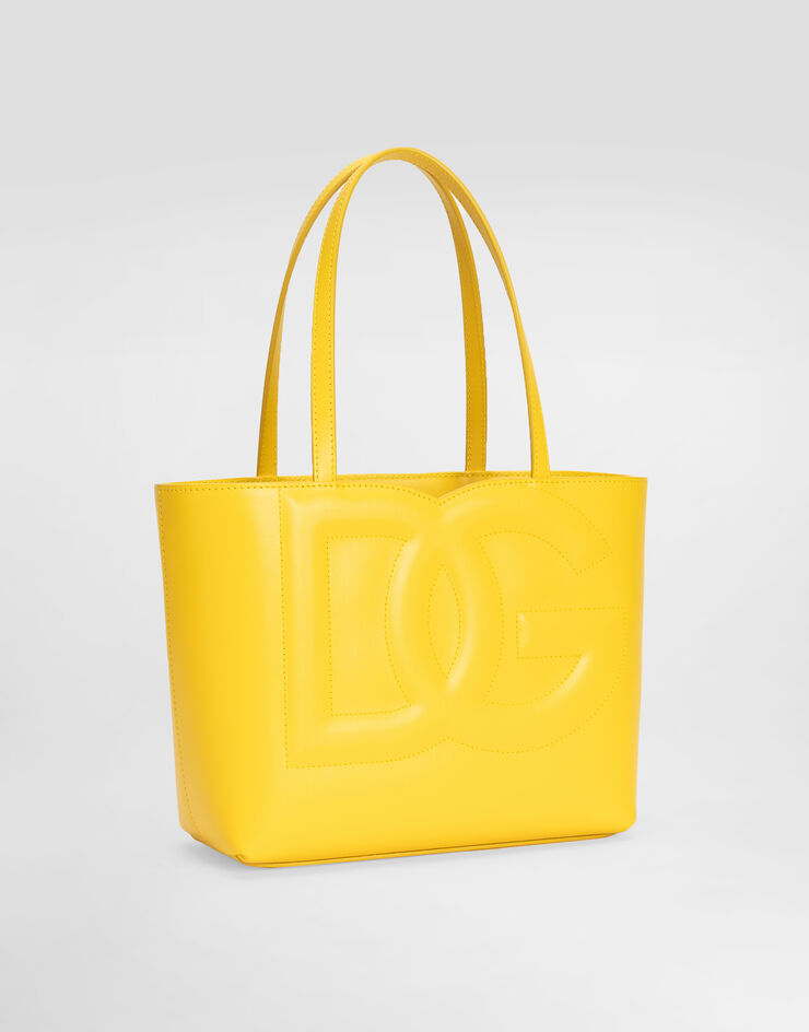Dolce & Gabbana Bolso shopper DG Logo Bag pequeño en piel de becerro Amarillo BB7337AW576