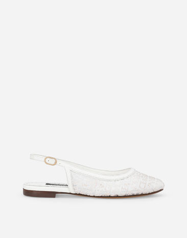 Dolce & Gabbana Embroidered mesh slingbacks with Dolce&Gabbana logo White D11284AU101
