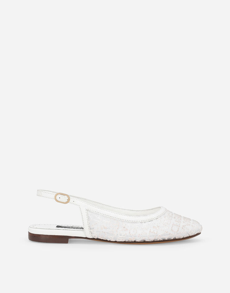Dolce & Gabbana Slingback aus Netzgewebe mit Dolce&Gabbana-Logo Weiss D11284AU101