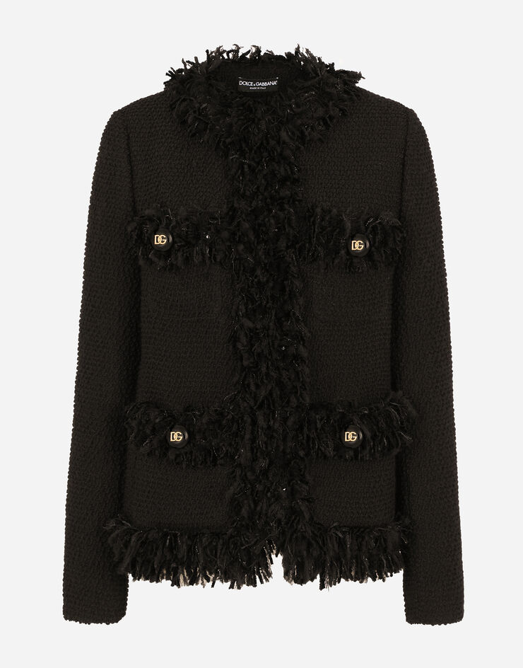 Dolce & Gabbana Single-breasted bouclé jacket Black F26CLTFU3JL