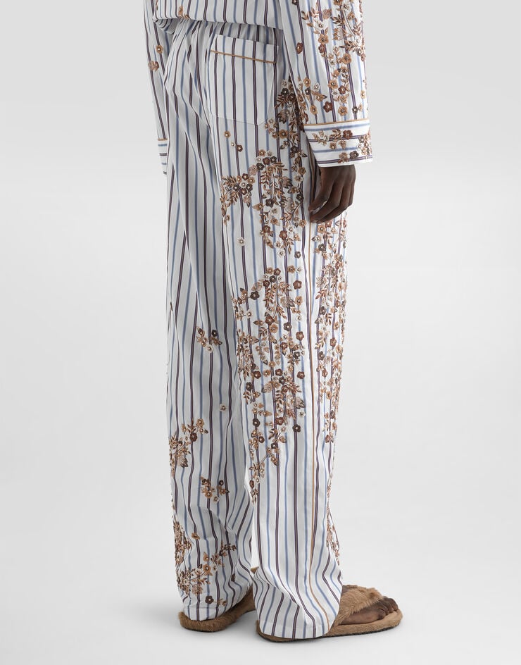 Dolce & Gabbana Cotton-silk vanity trousers with embroidery Dolce & Gabbana Cotton-silk vanity trousers with embroidery Multicolor GVRMAZGK203
