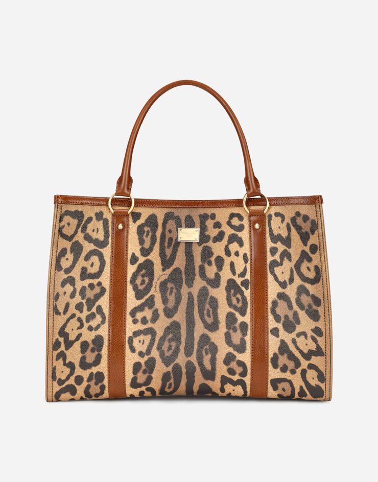 Dolce & Gabbana Cabas en crespo à imprimé léopard avec plaquette à logo Multicolore BB2213AW384