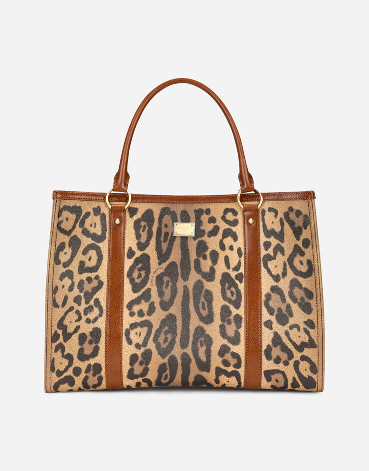 Dolce & Gabbana Leopard-print Crespo shopper with branded plate Multicolor BB2213AW384