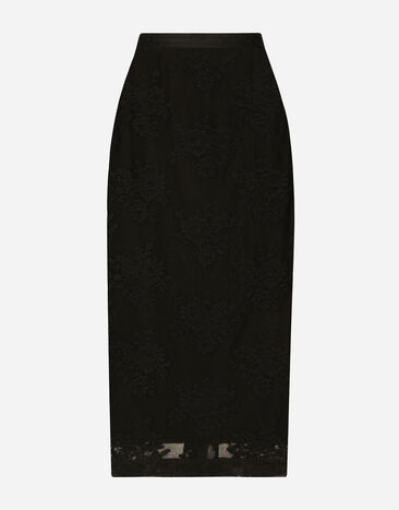 Dolce & Gabbana Falda de tubo de encaje con abertura Negro BB7287A1471