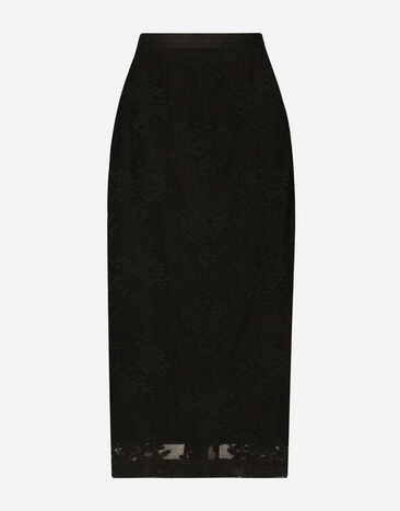 Dolce & Gabbana Lace pencil skirt with slit Black F4CSJTHLMO7