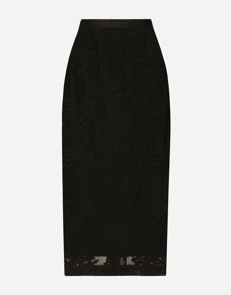 Dolce & Gabbana Falda de tubo de encaje con abertura Negro F4CSJTHLMO7