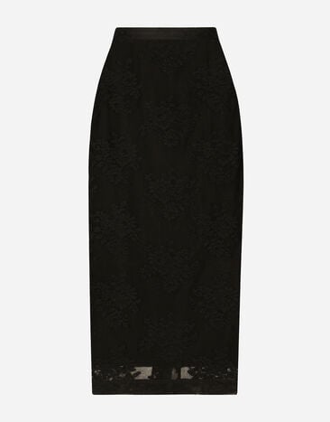 Dolce & Gabbana Lace pencil skirt with slit Black F29ZMTFU28J
