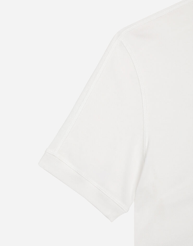 Fine-rib cotton granddad-neck T-shirt in White for | Dolce&Gabbana® US
