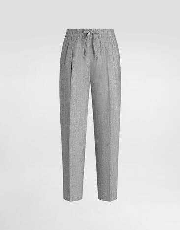 Dolce & Gabbana Pantalón de chándal en tela de lino lavada Gris GP12QZFU4MF