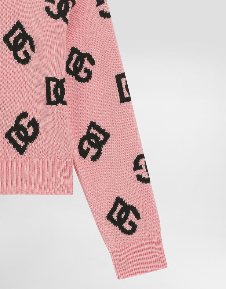 Dolce & Gabbana Jersey de punto satinado con logotipo DG Rosa L5KWJ6JFMLG