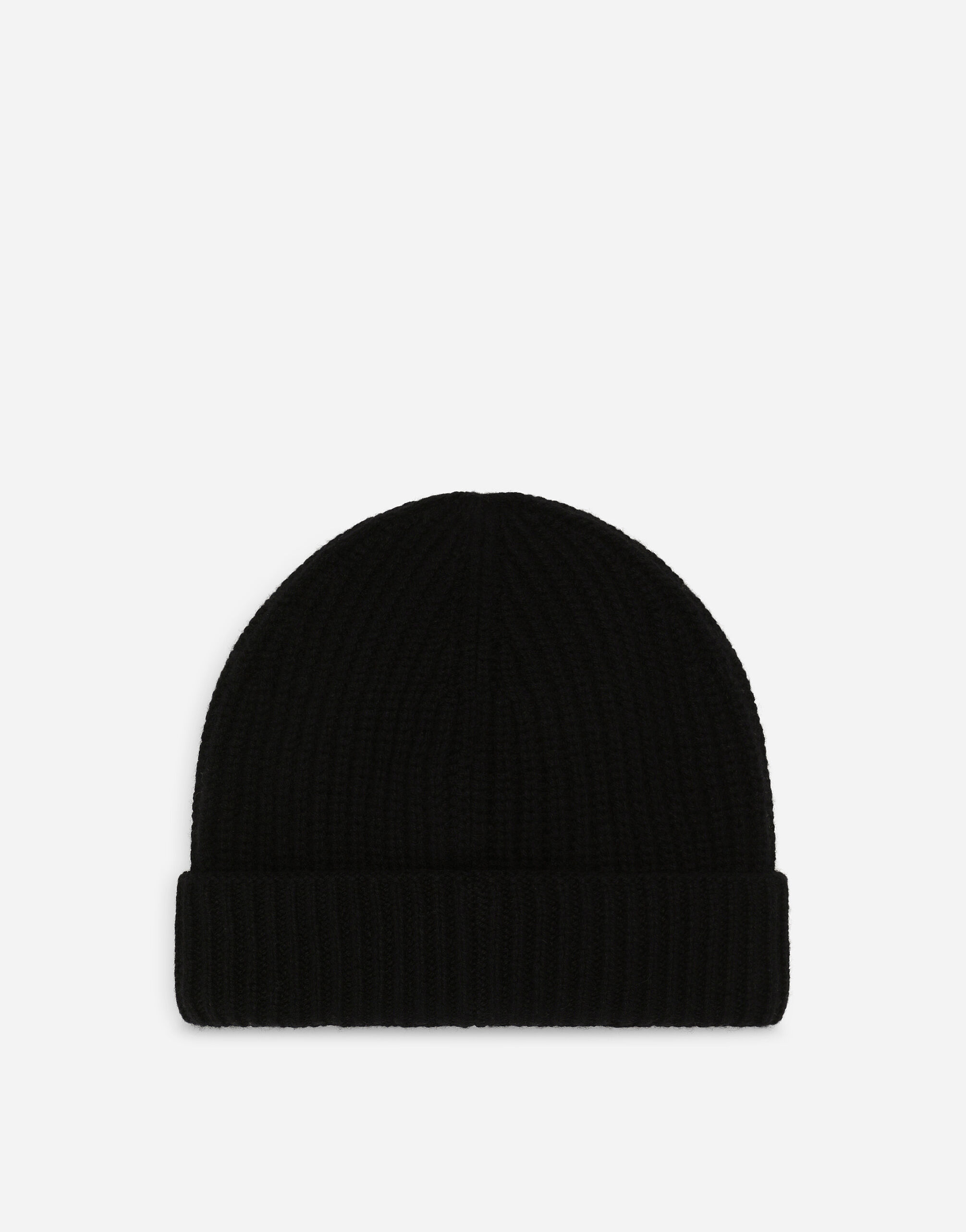DOLCE&GABBANA ニット帽 Blackのメンズ DGロゴ カシミア フィッシャーマンズ リブニット