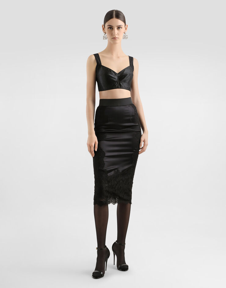 Dolce & Gabbana Satin midi skirt Black F4BHCTGDBUR