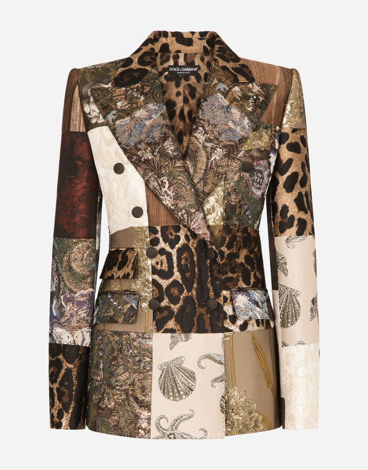 Dolce & Gabbana Double-breasted patchwork jacquard blazer Dolce & Gabbana Double-breasted patchwork jacquard blazer BLUE F29DPTGDY92