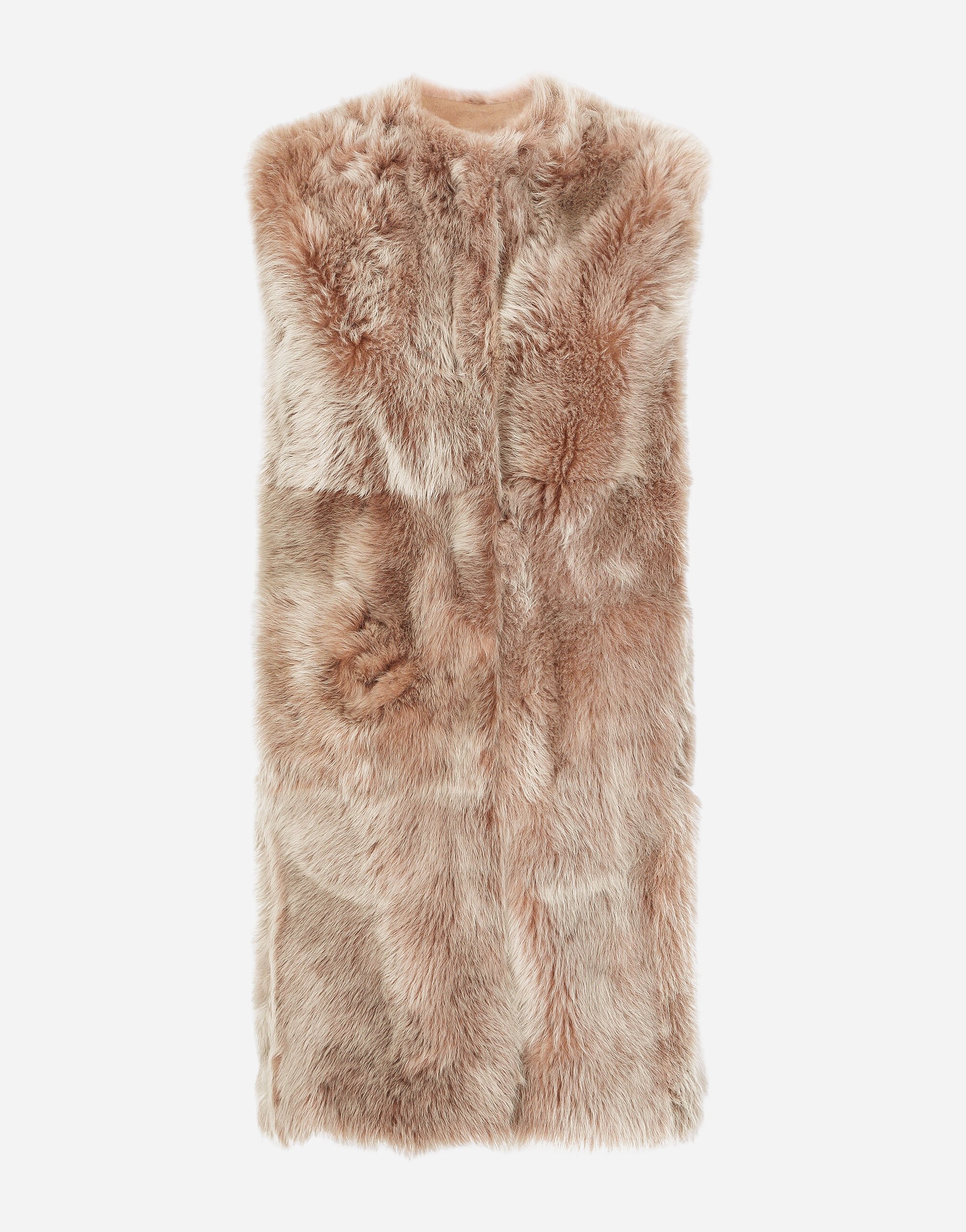 Dolce&Gabbana Sleeveless sheepskin coat Beige F7W98TFUWDU