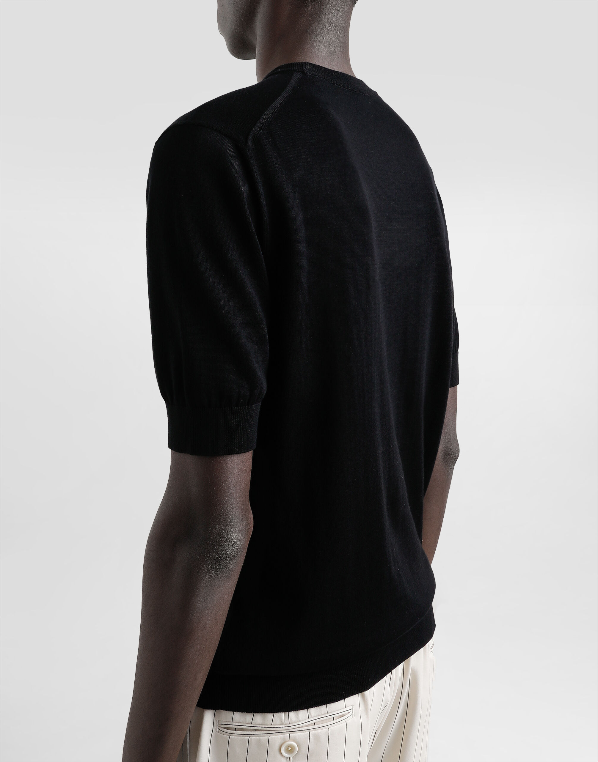 Cotton round-neck sweater with tag in Black for Men