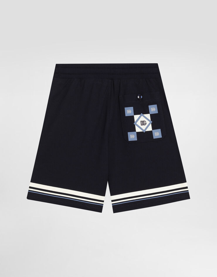 Dolce & Gabbana Bermudas aus Piqué mit Print Blau L4JQU7G7O9E