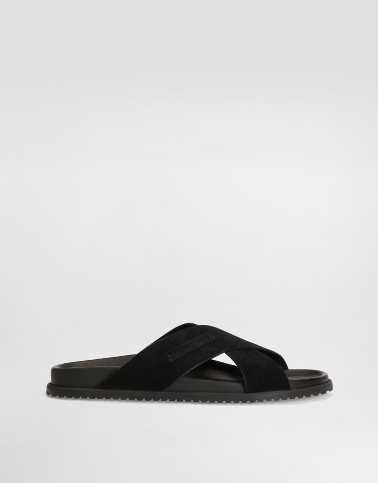 Dolce & Gabbana صندل من جلد شامواه Black A80534A9R00
