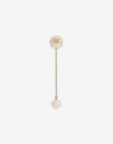 Dolce & Gabbana Lapel pin with pearls and DG logo Black BJ0820AP599