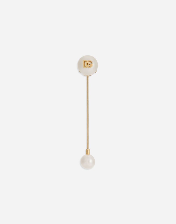 Dolce & Gabbana Брошь с жемчужинами и логотипом DG золотой WPP1P1W1111