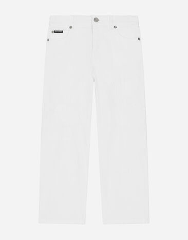 Dolce & Gabbana Pantalón de 5 bolsillos en denim con rasgones Imprima LB4H48G7E1J