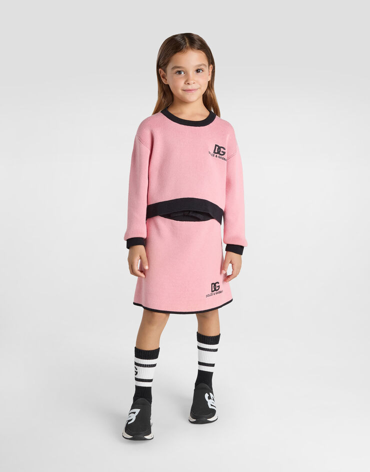 Dolce & Gabbana Plaint-knit pullover with DG logo Pink L5KWK5JFMLL
