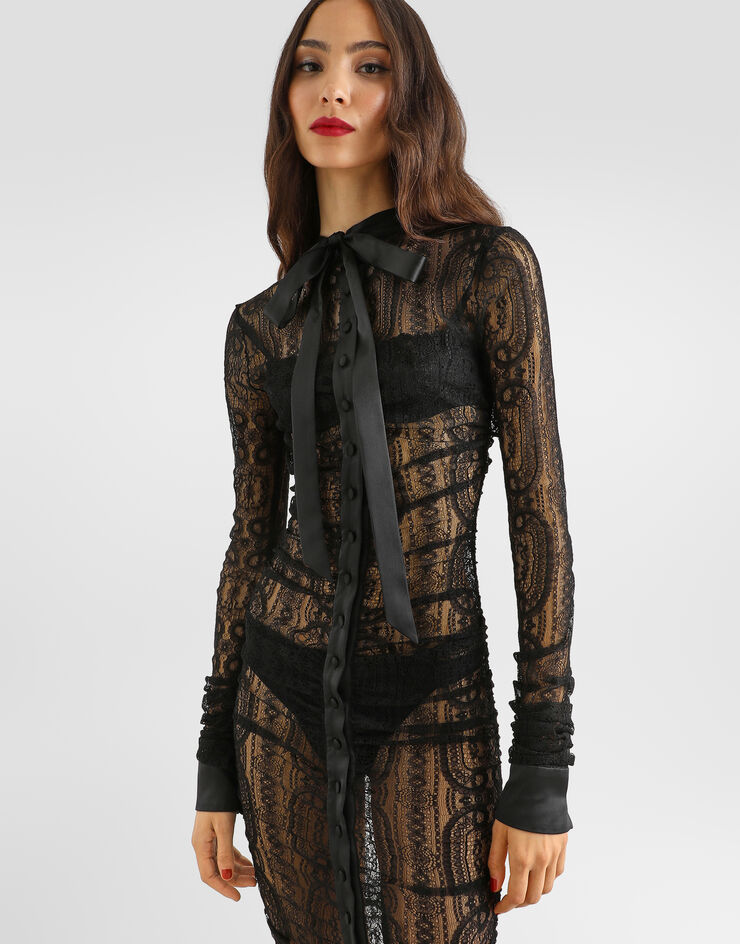 Dolce & Gabbana Chantilly lace dress Black F633BTFLRGD