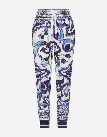Dolce & Gabbana Pantalones de chándal de cady con estampado de mayólica Multicolor FTA1DTFPIAI