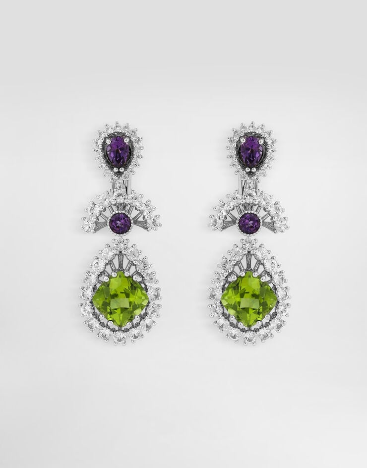 Dolce & Gabbana Eleganza Earrings 18-carat white gold, amethysts, peridots, and sapphires White WESA4GWAME1