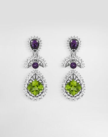 Dolce & Gabbana Eleganza Earrings 18-carat white gold, amethysts, peridots, and sapphires Dolce & Gabbana Eleganza Earrings 18-carat white gold, amethysts, peridots, and sapphires White WESA4GWAME1