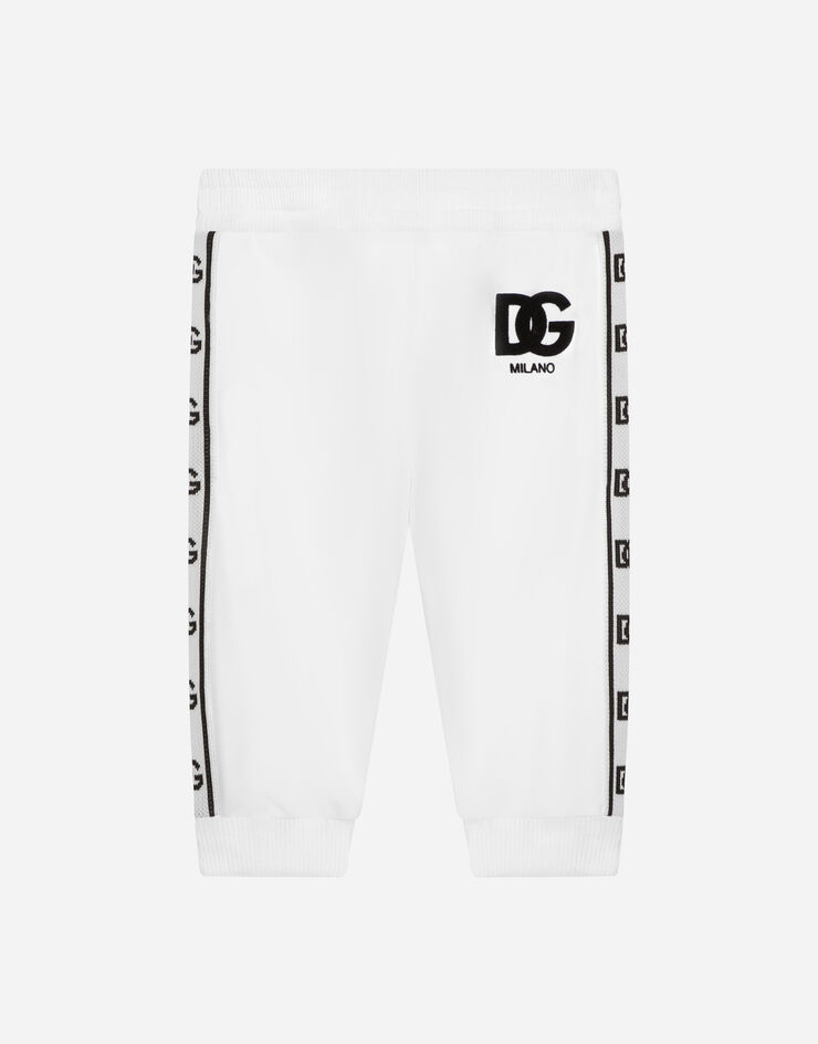 DolceGabbanaSpa Pantalone jogging in jersey con banda laterale logata Bianco L1JPIIG7KK5
