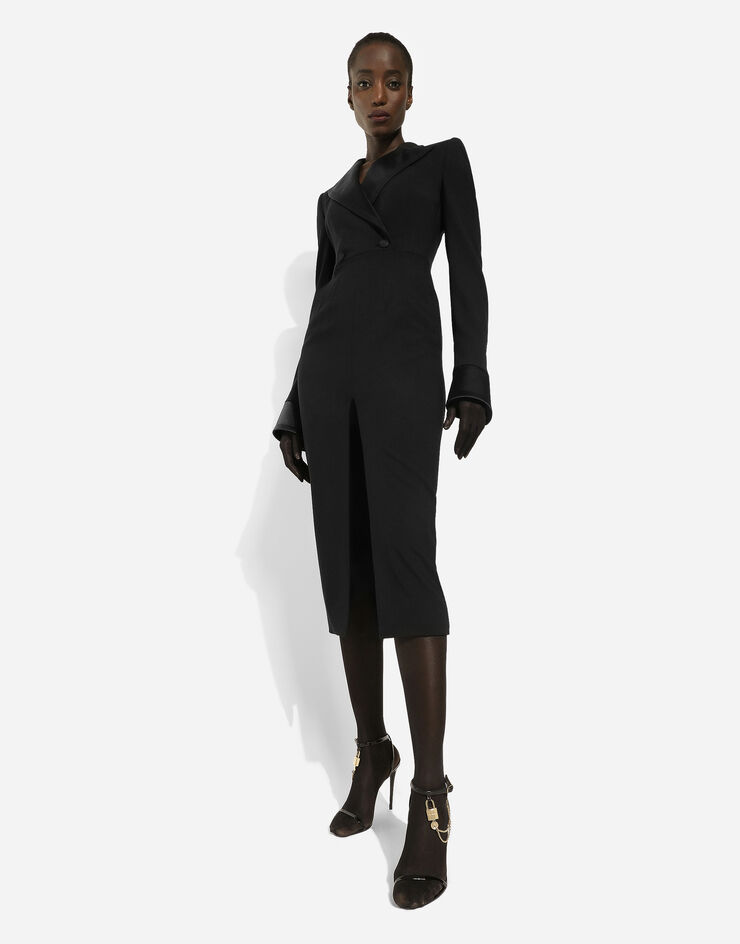 Dolce&Gabbana فستان معطف صوف بطول الربلة أسود F6DDXTGDB0R