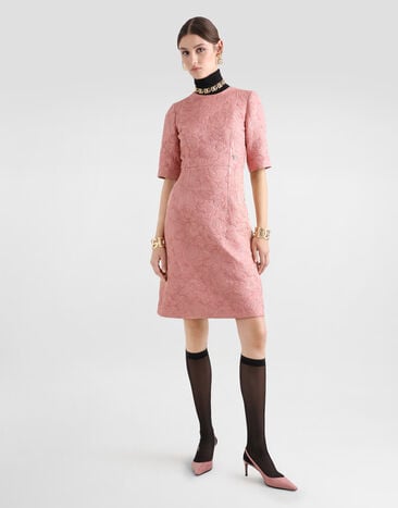 Dolce & Gabbana Fit-and-flare midi dress in floral jacquard Pink F6ARLTHJMQK