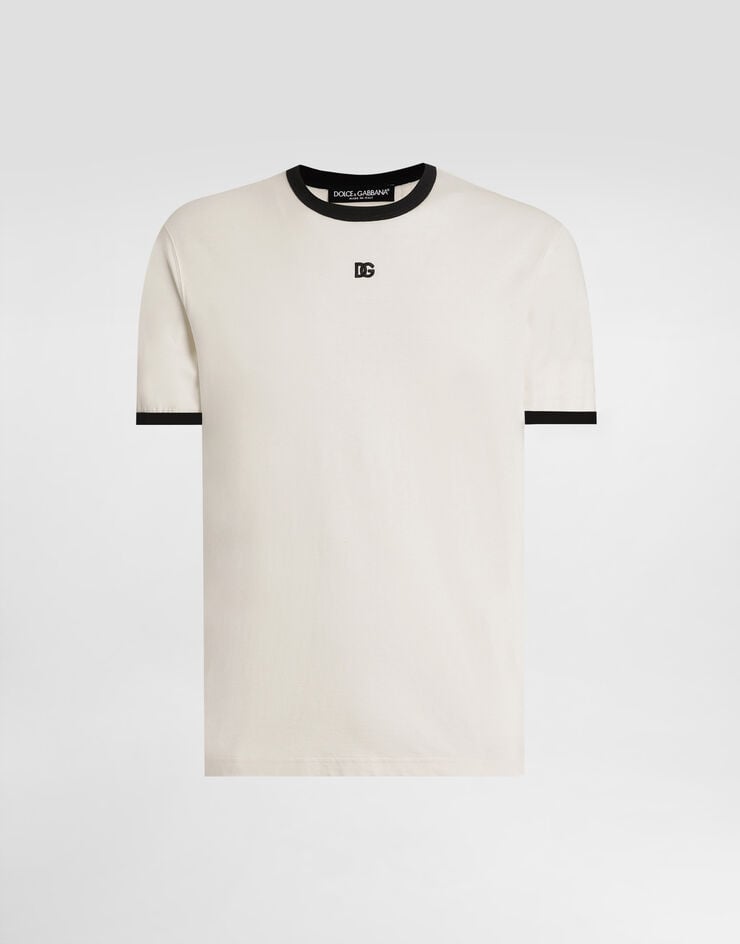 Dolce & Gabbana Cotton t-shirt with embroidery Cream G8PV1ZG7PJ4