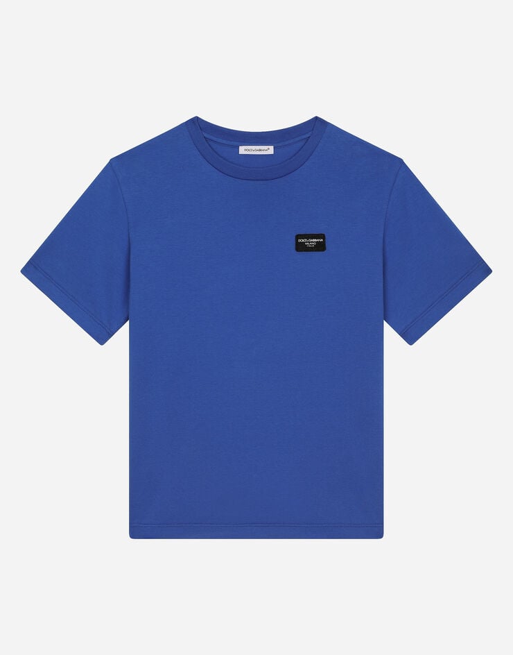 Dolce & Gabbana T-shirt en jersey avec logo DG et nœud Bleu L4JTBLG7M4S