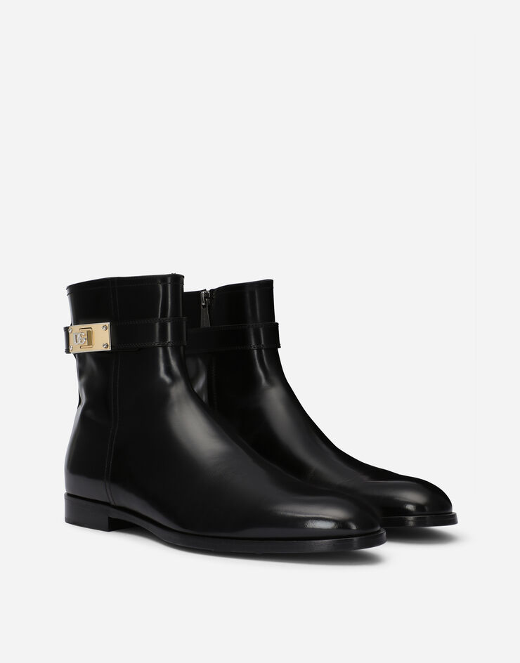 CC Ankle Boot Beige Calfskin Black Grosgrain
