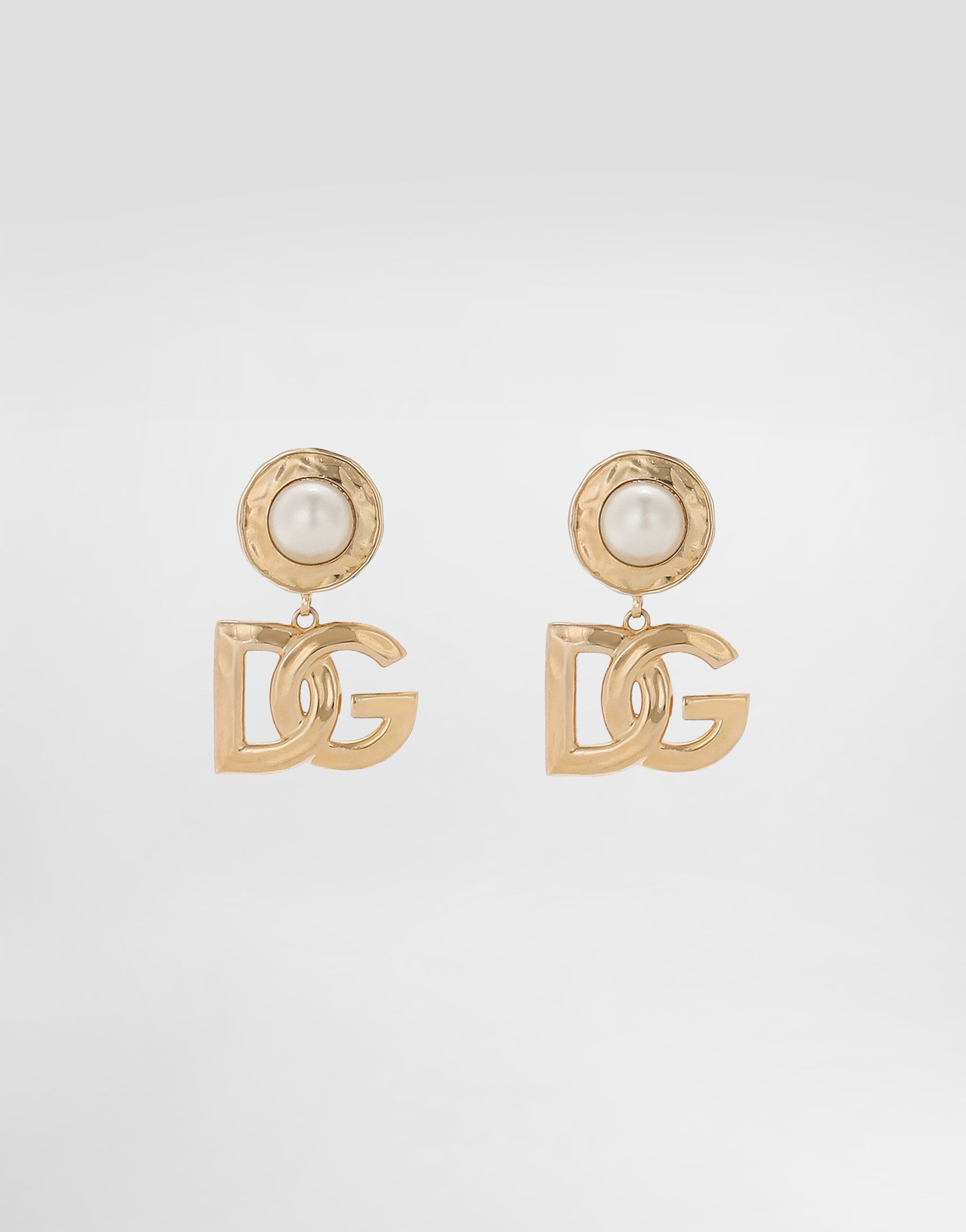Dolce & Gabbana  logo earrings イヤリング Earrings with DG logo and shell in Gold for Women