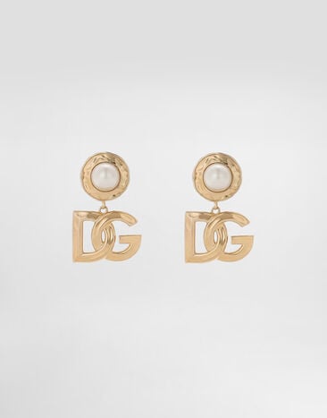 Dolce & Gabbana Drop earrings with cabochon details and DG logo Gold WEQ6L2W1111