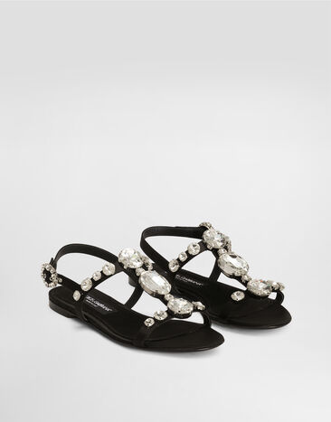 Dolce & Gabbana Satin sandals with gemstone embellishment Black CQ0601A9T43