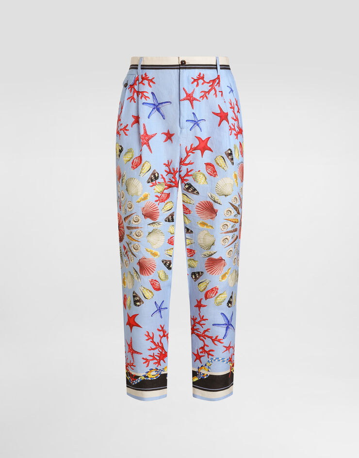 Dolce & Gabbana shell-print linen canvas trousers Multicolor GY6UETFP4NR