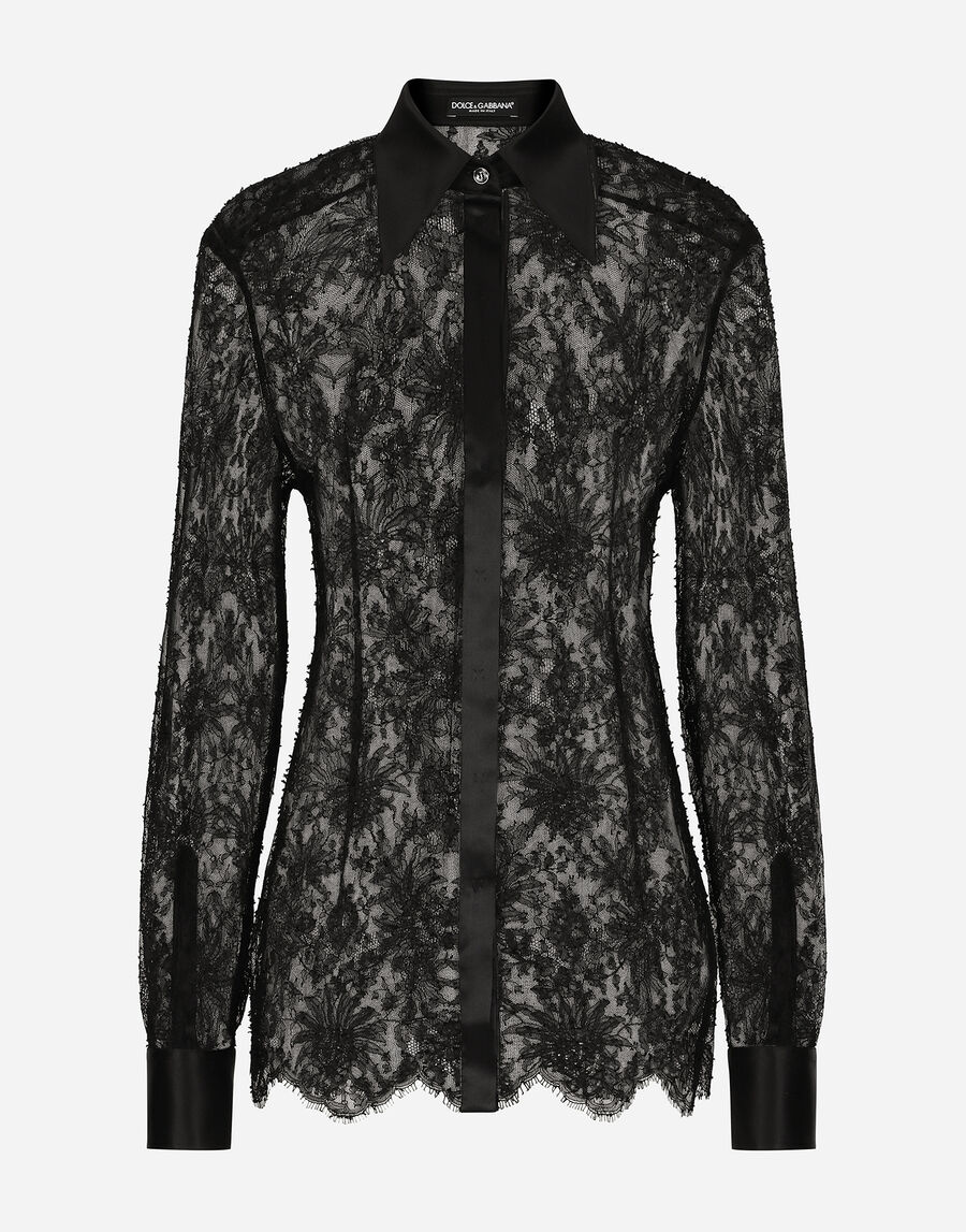 Chantilly lace shirt with satin details