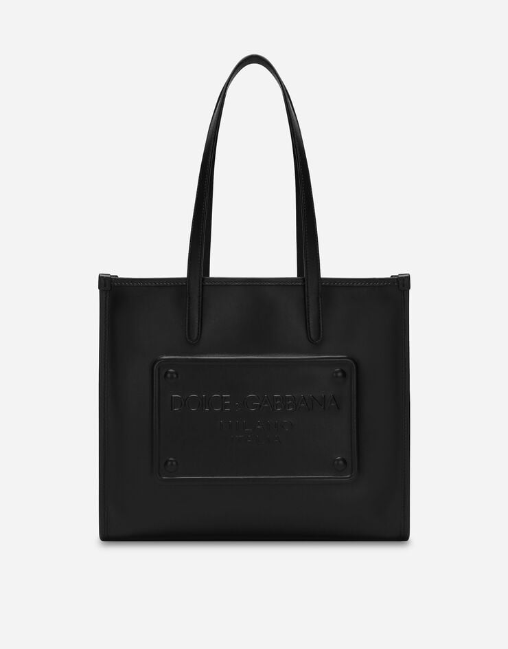 Dolce & Gabbana حقيبة تسوق متوسطة من جلد عجل أسود BM2304AG218