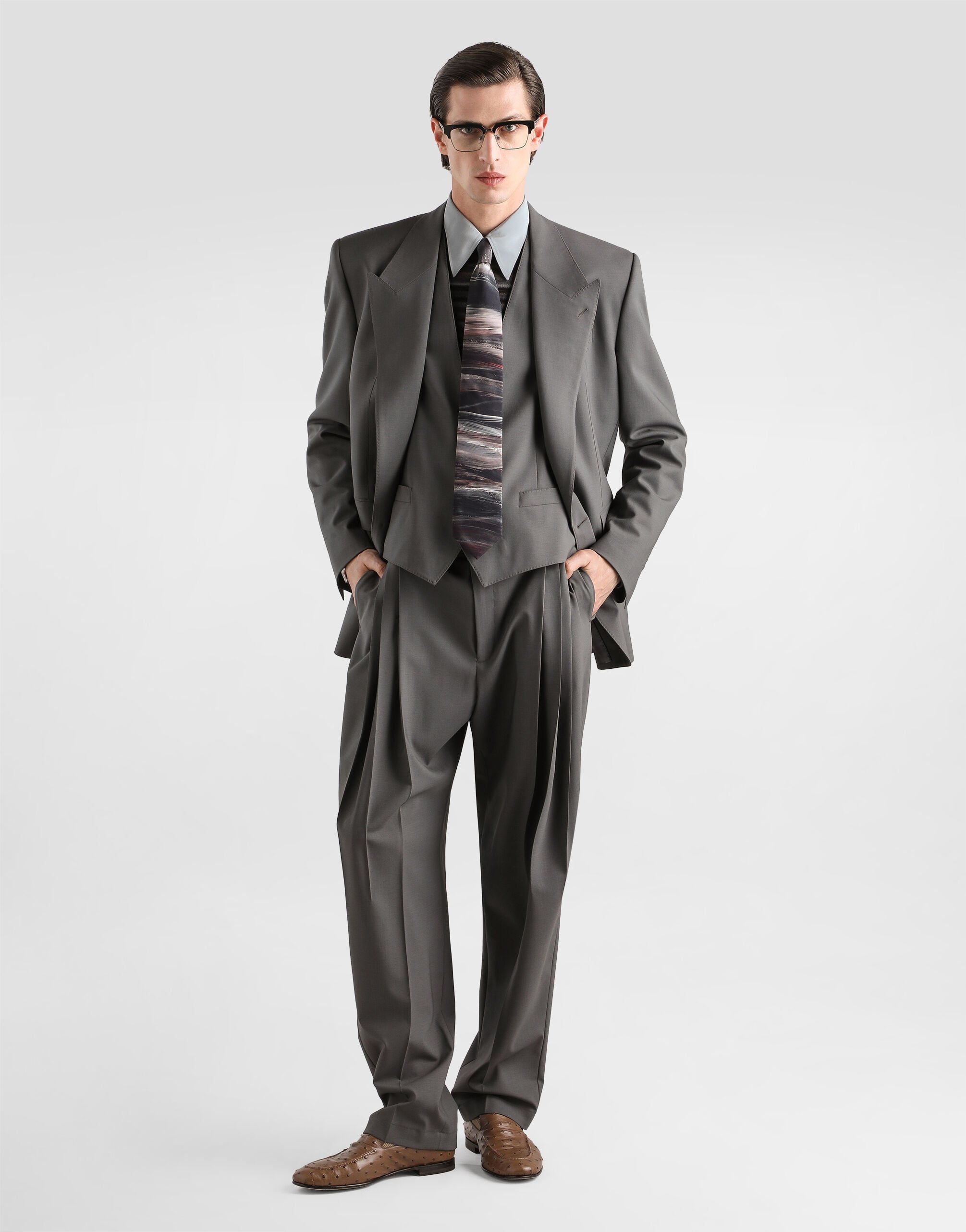 Palermo single-breasted wool jacket in Grey for Men | Dolce&Gabbana®