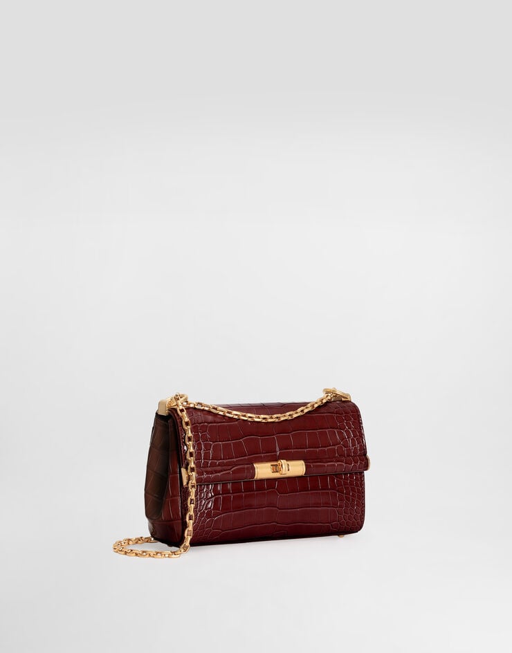 Dolce & Gabbana Bolso City Mini Marlene de caimán brillante Burdeos BB7766A2R08