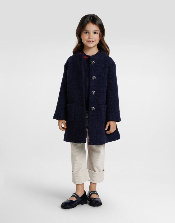 Dolce & Gabbana Wool cardigan with embroidered crochet collar Blue L5KWM9JDVBF
