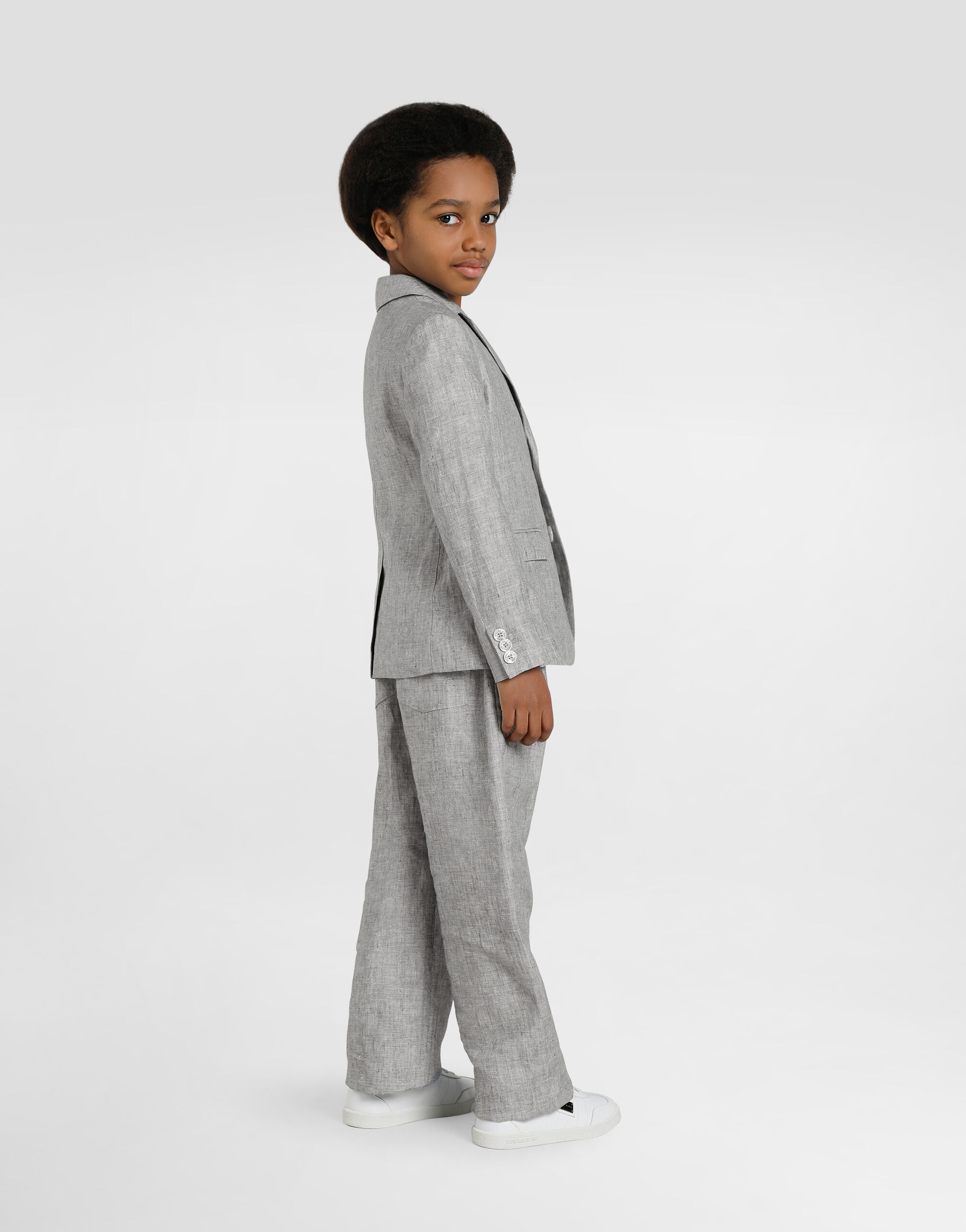 DOLCE & GABBANA グレー スーツジャケット Single-breasted linen jacket in Grey for Boys | Dolce&Gabbana®