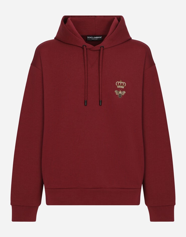 Dolce & Gabbana Cotton jersey hoodie with embroidery Bordeaux G9ACJZHU7H9