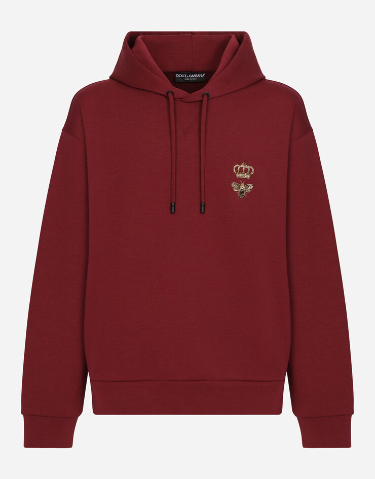 Dolce&Gabbana Cotton jersey hoodie with embroidery Bordeaux G9ACJZHU7H9
