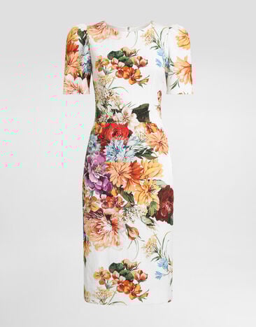 Dolce & Gabbana Kleid aus Cretonne mit Bouquet-Print Drucken F6TYCTFSRQU
